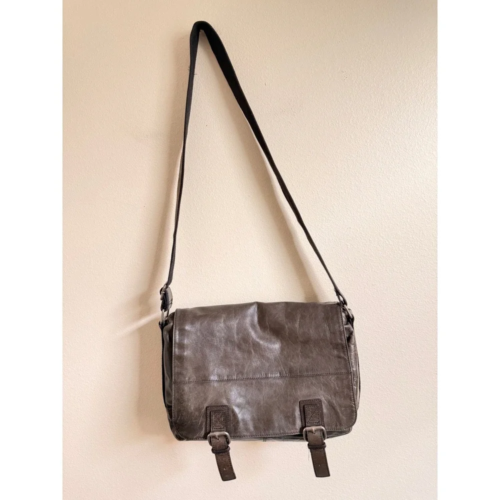 Fossil Messenger Bag Mens Large Brown Leather Distressed Vintage Crossbody Work